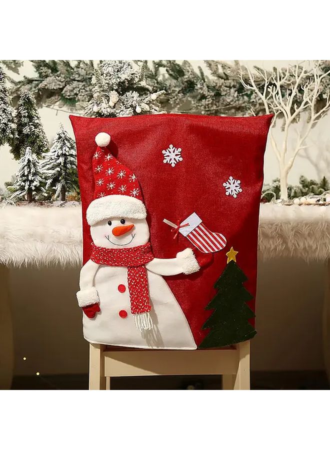 6pcs Christmas Chair Covers Santa Snowman Reindeer Designs Red White Striped Ribbons - Image 5